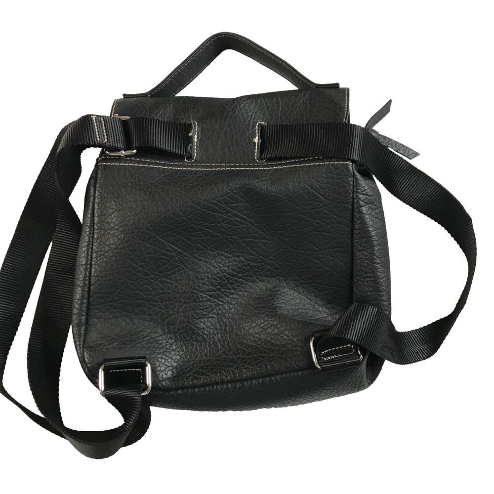 Nine West Black Faux Leather Backpack Style Purse Lightweight Adjust Strapโ